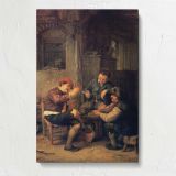 Men Gathered in a Rustic Inn by Adriaen van Ostade canvas print, front view