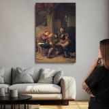 Men Gathered in a Rustic Inn by Adriaen van Ostade canvas print, room display