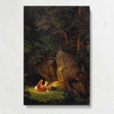 Genoveva In The Forest Seclusion by Adrian Ludwig Richter canvas print, front view