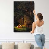 Genoveva In The Forest Seclusion by Adrian Ludwig Richter canvas print, displayed on a wall