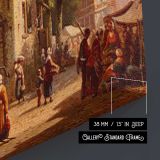 A Sunlit Street On Market Day by Adrianus Eversen canvas print, canvas edge detail