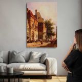 A Sunlit Street On Market Day by Adrianus Eversen canvas print, room display