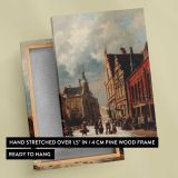 A View In A Town In Winter by Adrianus Eversen canvas print, front and back view