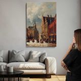 A View In A Town In Winter by Adrianus Eversen canvas print, room display