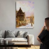 A Village Street Scene In Winter by Adrianus Eversen canvas print, room display