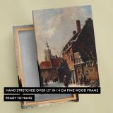 Figures In The Streets Of A Dutch Town In Winter by Adrianus Eversen canvas print, front and back view