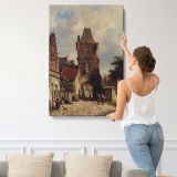 In The Village by Adrianus Eversen canvas print, displayed on a wall