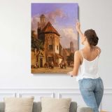 Everson Adrianus View Of A Dutch Street by Adrianus Eversen canvas print, displayed on a wall