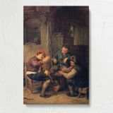 Men at a Table in a Rustic Inn by Adriaen van Ostade canvas print, front view