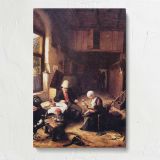 Cottage Interior with Seated Figures by Adriaen van Ostade canvas print, front view