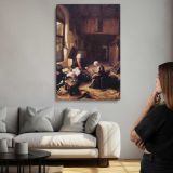 Cottage Interior with Seated Figures by Adriaen van Ostade canvas print, room display