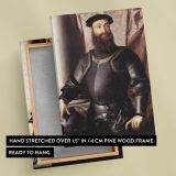 Portrait of Stefano IV Colonna by Agnolo Bronzino canvas print, front and back view