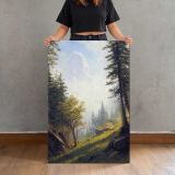 Among the Bernese Alps by Albert Bierstadt canvas print, held for scale