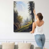 Among the Bernese Alps by Albert Bierstadt canvas print, displayed on a wall