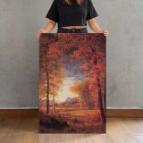 Autumn in America Oneida County New York by Albert Bierstadt canvas print, held for scale