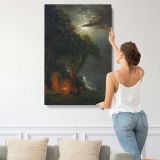 Campfire Site Yosemite by Albert Bierstadt canvas print, displayed on a wall