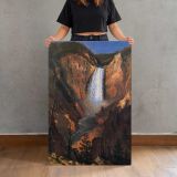 Lower Yellowstone Falls by Albert Bierstadt canvas print, held for scale