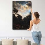Moonlit Landscape by Albert Bierstadt canvas print, displayed on a wall