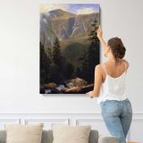 Mountainous Landscape by Albert Bierstadt canvas print, displayed on a wall