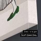 Woman Walking in a Green Jumper canvas print, canvas edge detail