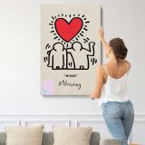 Red Heart above Dancing Figures canvas print, displayed on a wall