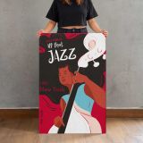All That Jazz Singer in Red and Black canvas print, held for scale