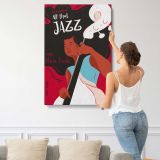 All That Jazz Singer in Red and Black canvas print, displayed on a wall