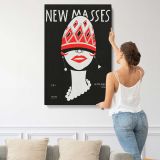 New Masses Red Hat Portrait canvas print, displayed on a wall