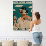 Lose Your Mind Find Your Soul Surreal Portrait canvas print, displayed on a wall