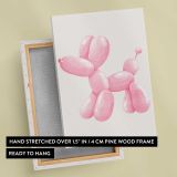 Pink Balloon Dog canvas print, front and back view