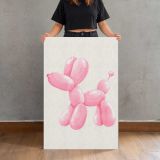 Pink Balloon Dog canvas print, held for scale