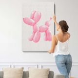 Pink Balloon Dog canvas print, displayed on a wall