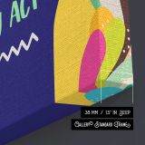 Stop Think Before You Act Colourful Hand canvas print, canvas edge detail