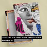 Courage Mixed Media Woman Portrait canvas print, front and back view