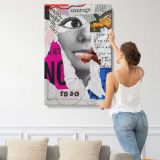 Courage Mixed Media Woman Portrait canvas print, displayed on a wall