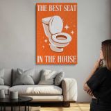 The Best Seat in the House Orange Bathroom Quote canvas print, room display