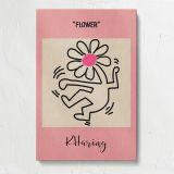 Dancing Flower Figure on Pink canvas print, front view