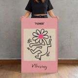 Dancing Flower Figure on Pink canvas print, held for scale