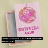 Cowgirl Club Pink Disco Ball canvas print, front and back view