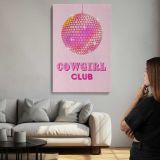 Cowgirl Club Pink Disco Ball canvas print, room display