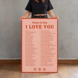 Ways to Say I Love You Typography canvas print, held for scale