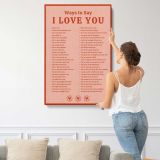 Ways to Say I Love You Typography canvas print, displayed on a wall