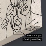 Botanical Faces and Butterflies Line Art canvas print, canvas edge detail