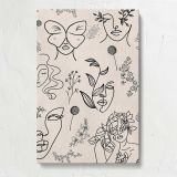 Botanical Faces and Butterflies Line Art canvas print, front view