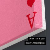 Pink Ace Playing Card with Red Dice canvas print, canvas edge detail