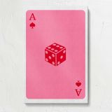 Pink Ace Playing Card with Red Dice canvas print, front view