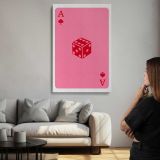 Pink Ace Playing Card with Red Dice canvas print, room display