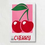 Red Cherries on Pink canvas print, front view