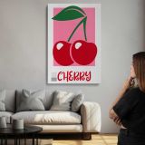 Red Cherries on Pink canvas print, room display