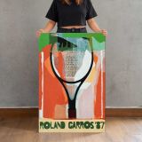 Roland Garros 1987 Tennis Racket canvas print, held for scale